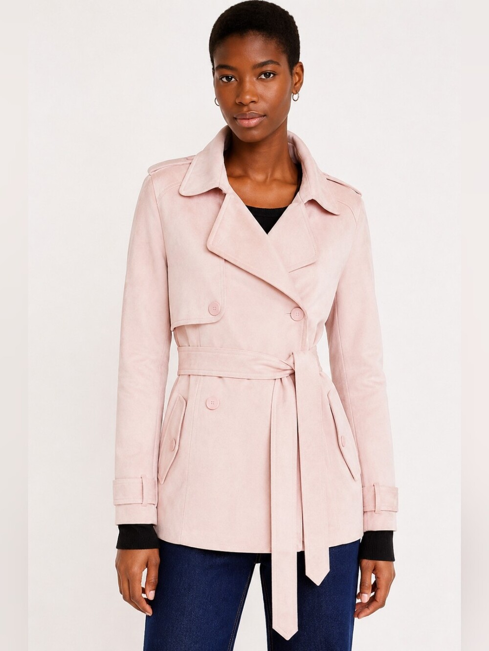 Zara Faux Suede Trench Coat S